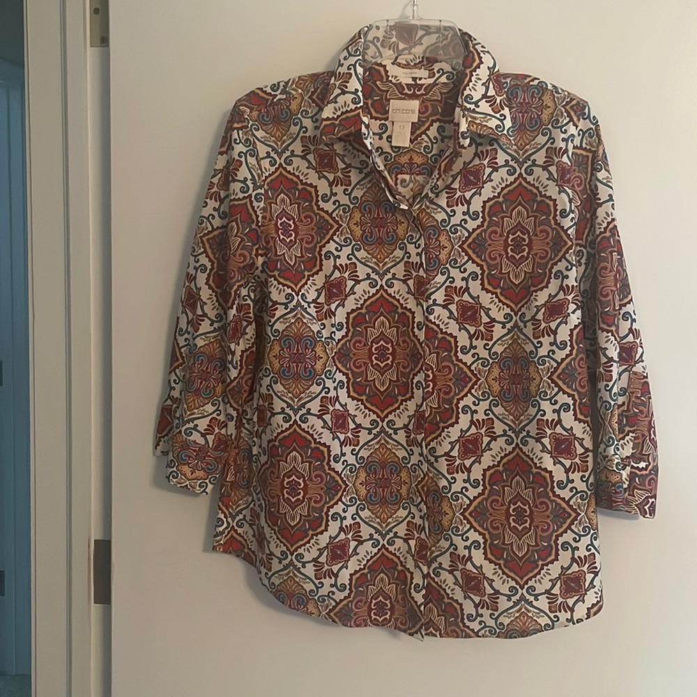 Chico’s patterned button down, size 0